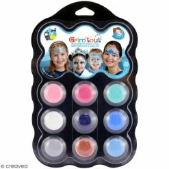 Sortie 😉 Grim Tout Kit Maquillage Enfant Palette De Maquillage Grim'Tout - Sans Paraben - Reine Des Neiges - 9 Fards, 1 Pinceau 🌟