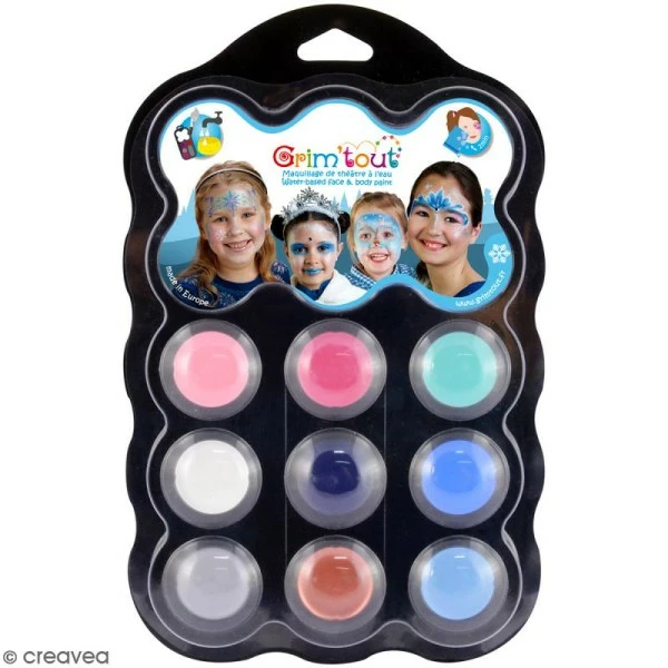 Sortie 😉 Grim Tout Kit Maquillage Enfant Palette De Maquillage Grim'Tout - Sans Paraben - Reine Des Neiges - 9 Fards, 1 Pinceau 🌟 1 Sortie 😉 Grim Tout Kit Maquillage Enfant Palette De Maquillage Grim'Tout - Sans Paraben - Reine Des Neiges - 9 Fards, 1 Pinceau 🌟