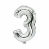 Grosses soldes ✨ Ballon Aluminium Ballon En Film "Chiffres" - Chiffre : 3 - Argent - Papstar 🎁