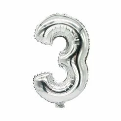 Grosses soldes ✨ Ballon Aluminium Ballon En Film "Chiffres" - Chiffre : 3 - Argent - Papstar 🎁