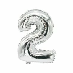Promo 😀 Ballon Aluminium Ballon En Film "Chiffres" - Chiffre : 2 - Argent - Papstar 🔔