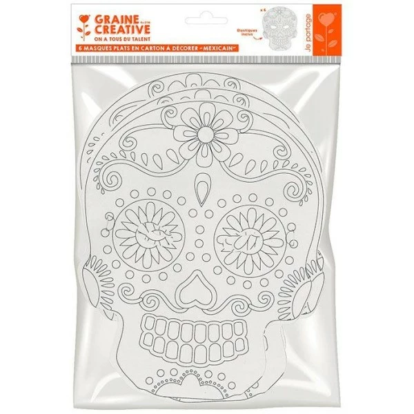 Le moins cher 💯 Graine Créative Masques Divers 6 Masques Plats En Carton à Colorier - Calavera Mexicaine ✨ 1 Le moins cher 💯 Graine Créative Masques Divers 6 Masques Plats En Carton à Colorier - Calavera Mexicaine ✨