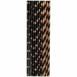 Tout neuf 🎉 Draeger By Toga Pailles Papier Assortiment De Pailles Cartonnées - Noir Et Doré - 24 Pcs 🔥