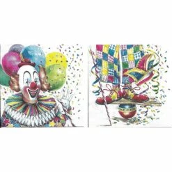 Budget 🔥 Serviette Anniversaire 4 Serviettes En Papier Clown Cirque Format Lunch L-899 IHR Decoupage Decopatch (2 Modèles) 💯