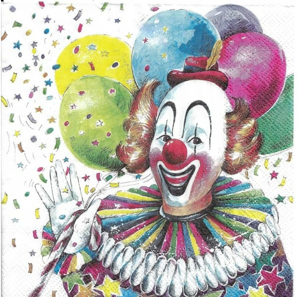 Budget 🔥 Serviette Anniversaire 4 Serviettes En Papier Clown Cirque Format Lunch L-899 IHR Decoupage Decopatch (2 Modèles) 💯 4 Budget 🔥 Serviette Anniversaire 4 Serviettes En Papier Clown Cirque Format Lunch L-899 IHR Decoupage Decopatch (2 Modèles) 💯 – Image 4