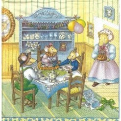 Nouveau â Serviette Anniversaire 4 Serviettes En Papier Famille Mousebergs Anniversaire D'Emily Format Lunch Decoupage M-L-0301 IHR đ„°