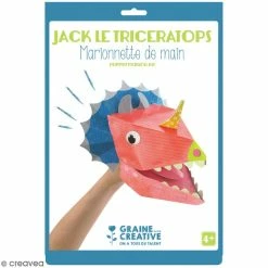 Offres 🎁 Graine Créative Marionnette à Main Kit Marionnette De Main En Carton - Dinosaure Tricératops 🎁