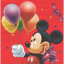 Sortie ⭐ Kord Gifts Manufactory Ltd Serviette Anniversaire 4 Serviettes En Papier Mickey Format Lunch Decoupage Decopatch 56617-12 🤩