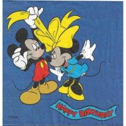 Le moins cher 🥰 Serviette Anniversaire 4 Serviettes En Papier Mickey & Minnie Anniversaire Format Lunch Decoupage Decopatch 124219 Duni 😉