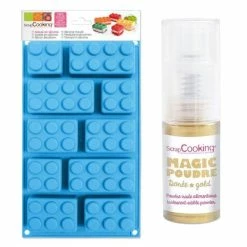 Coupon 😍 ScrapCooking Moule Silicone Moule En Silicone Briques + Poudre Alimentaire Irisée Dorée 😉