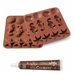 Sortie 👏 AUCUNE Moule Silicone Moule En Silicone Chocolats Vie Sous-marine + Stylo Chocolat 🤩