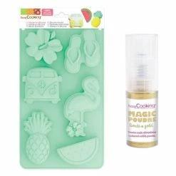Remise 😀 ScrapCooking Moule Silicone Moule En Silicone ☀️ Summer + 1 Poudre Alimentaire Irisée Dorée 🧨