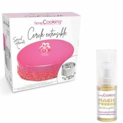 De gros 😀 ScrapCooking Cadre Pâtisserie Cadre à Pâtisserie Extensible Rond + 1 Poudre Alimentaire Irisée Dorée ✨