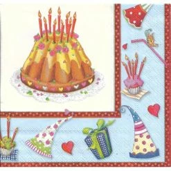 Grosses soldes ⌛ Ambiente Europo BV Serviette Anniversaire 4 Serviettes En Papier Gâteau D'Anniversaire Format Lunch Decoupage Decopatch 13305940 Ambiente ⌛