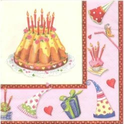 Coupon 🤩 Ambiente Europo BV Serviette Anniversaire 4 Serviettes En Papier Gâteau D'Anniversaire Format Lunch Decoupage Decopatch 13305941 Ambiente 🎉