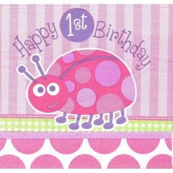 Nouveau 🧨 Serviette Anniversaire 4 Serviettes En Papier Fête Anniversaire Coccinelle Format Lunch Decoupage Decopatch 40392 Unique 😀