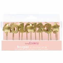Nouveau 🔥 ScrapCooking Bougies Anniversaire - Chiffres Et étoiles - Doré - 15 Pcs 🥰