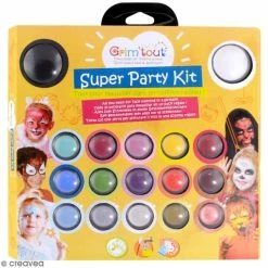 Remise 🛒 Grim Tout Kit Maquillage Enfant Kit De Maquillage Super Party Kit - 17 Couleurs Et 14 Accessoires 💯