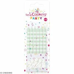 De gros 🎁 ScrapCooking Bougies Anniversaire Bougies Vert D'eau à Rayures Blanches - 12 Pcs 👏