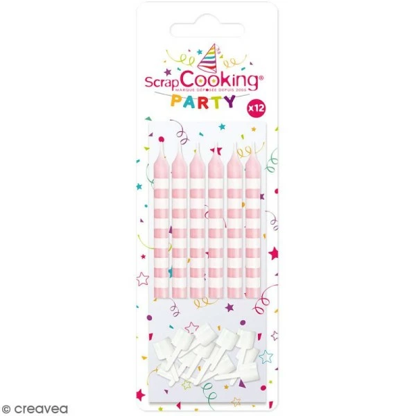 Vente flash ⌛ ScrapCooking Bougies Anniversaire Bougies Roses à Rayures Blanches - 12 Pcs ✨ 1 Vente flash ⌛ ScrapCooking Bougies Anniversaire Bougies Roses à Rayures Blanches - 12 Pcs ✨