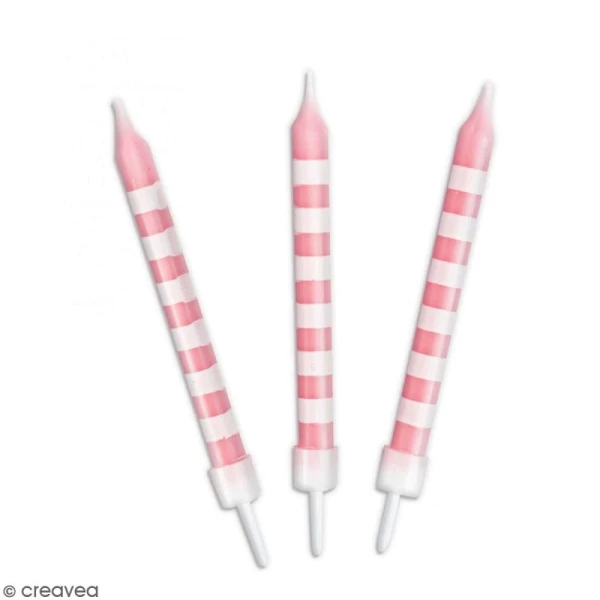 Vente flash ⌛ ScrapCooking Bougies Anniversaire Bougies Roses à Rayures Blanches - 12 Pcs ✨ 2 Vente flash ⌛ ScrapCooking Bougies Anniversaire Bougies Roses à Rayures Blanches - 12 Pcs ✨ – Image 2