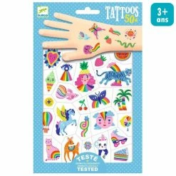 Remise 😍 Djeco Tattoo Temporaire Tatouages Temporaires - Rainbow - 2 Planches 👍