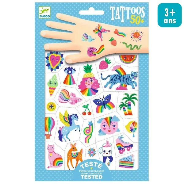 Remise 😍 Djeco Tattoo Temporaire Tatouages Temporaires - Rainbow - 2 Planches 👍 1 Remise 😍 Djeco Tattoo Temporaire Tatouages Temporaires - Rainbow - 2 Planches 👍