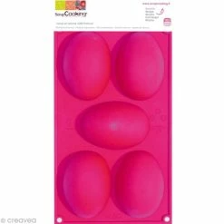 Nouveau 🔔 ScrapCooking Moule à Chocolat Moule Silicone Oeuf De Pâques - 5 Demi-oeufs De 10 X 7 Cm ⭐