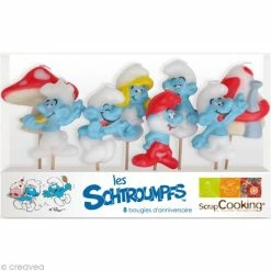 Nouveau 🌟 ScrapCooking Bougies Anniversaire Schtroumpfs X 8 🔔