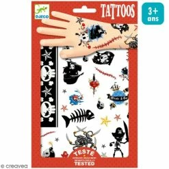 Meilleur prix ✨ Djeco Tattoo Temporaire Tatouages Temporaires Pirates - 1 Planche 😉