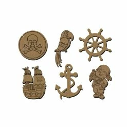 Promo 👍 Creavea Forme En Bois Lot De Mini Formes En Bois - Pirate - De 7 à 10 Cm  6 Pcs 🧨
