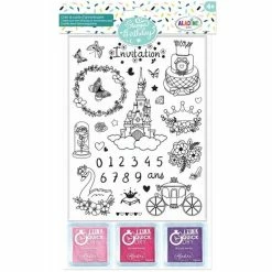 Bon marchĂ© đ Aladine Kit Tampon Tampons Stampo Enfant - Anniversaire Princesse - 33 Tampons + 3 Encreurs đŻ
