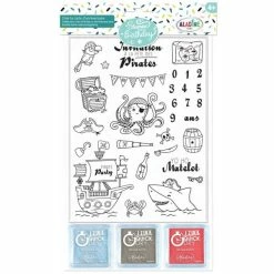 Remise â Aladine Kit Tampon Tampons Stampo Enfant - Anniversaire Pirate - 30 Tampons + 3 Encreurs đ