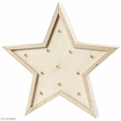 Bon marché ⌛ Creativ Company Lampe à Décorer Forme LED En Bois à Décorer - Etoile - 26 X 26 Cm 🧨 -Maquillage Soldes unnamed file 380