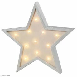 Bon marché ⌛ Creativ Company Lampe à Décorer Forme LED En Bois à Décorer - Etoile - 26 X 26 Cm 🧨 -Maquillage Soldes unnamed file 381