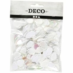 Nouveau 🤩 Creativ Company Sequin Plats Sequins Gouttes - Blanc - 1,4 X 1,9 Cm - 50 Gr ⌛