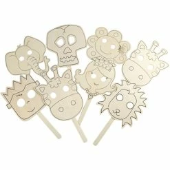 Grosses soldes ⭐ Creativ Company Masques En Bois - Designs Assortis - 22 X 35 Cm - 16 Pcs 👏