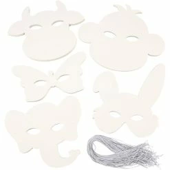 Nouveau 😀 Creativ Company Masque à Colorier Masques D'animaux, H: 13-24 Cm, L: 20-28 Cm, 100 Pièces, Blanc ⭐