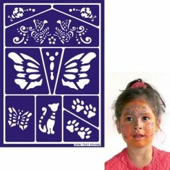 Coupon ⭐ Grim Tout Pochoir Maquillage Adhésif Grim'tout Chat Et Papillon 🔔