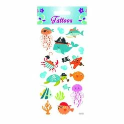 Coupon 😀 Global Gift Tatouage Temporaire Tatouages Temporaires - Animaux De La Mer Pirates - Paillettes 💯