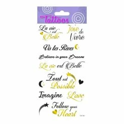 Meilleur prix ✨ Global Gift Tatouage Temporaire Tatouages Temporaires - Citations Inspirantes - Dorures 🎉