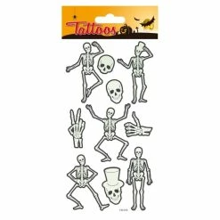 Bon marché 🛒 Global Gift Tatouage Temporaire Tatouages Temporaires - Squelettes 🦇 Halloween 🌟