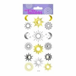 Vente flash 🔔 Global Gift Tatouage Temporaire Tatouages Temporaires - Soleil & Lune - Dorures 👍